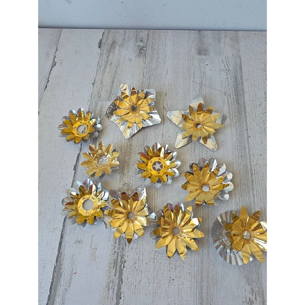 Vintage gold reflector foil ornament holder Xmas decor